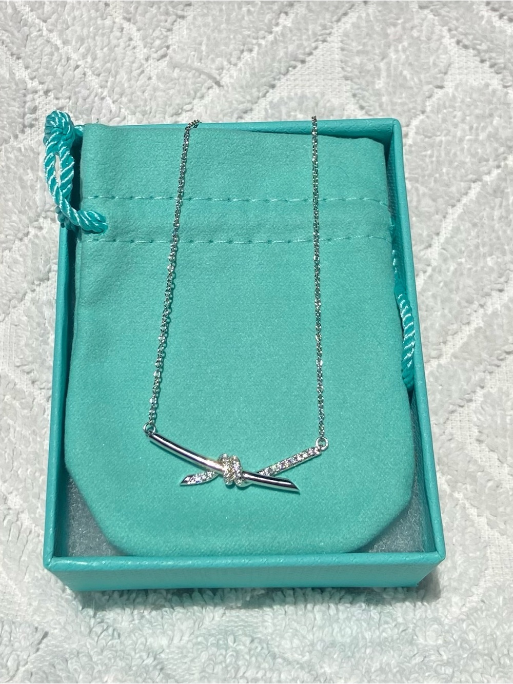 Silver Knot and Bow Necklace - Trendy and Dainty. Great graduation gift 🩵🎓